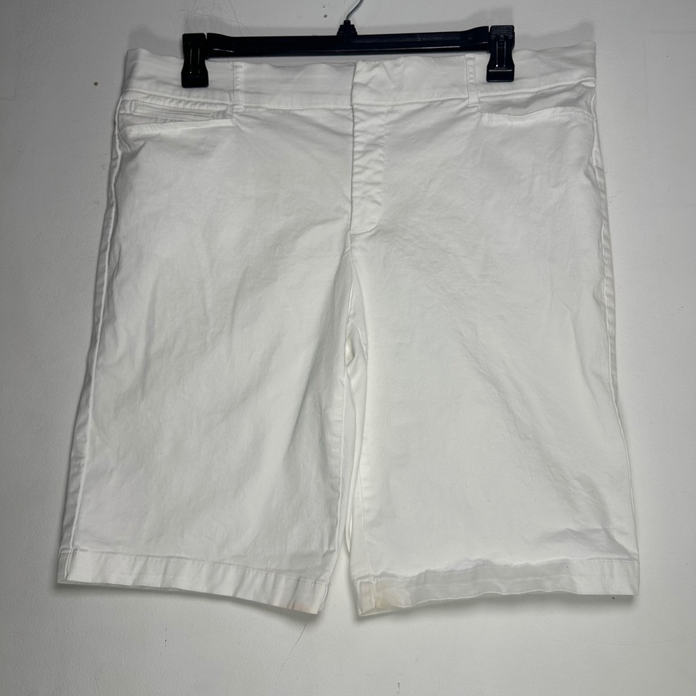 JM Collection Womens White Bermuda Shorts Size 16 Stretch Cotton‎ Casual Summer